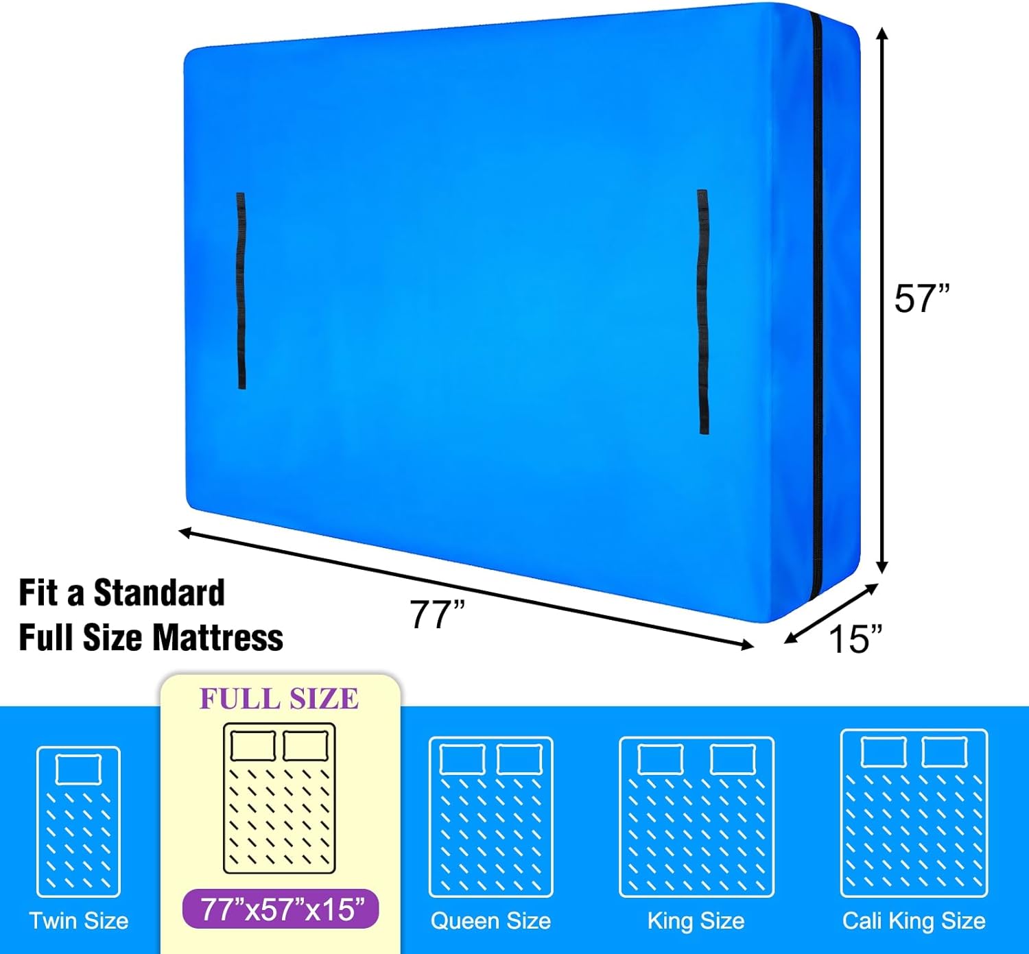 MorTime Mattress Bags for Moving and Storage, Zippered Mattress Storage Bag with 8 Strong Carrying Handles, Reusable Mattress Protector Cover Moving Supplies (Full) - Image 2