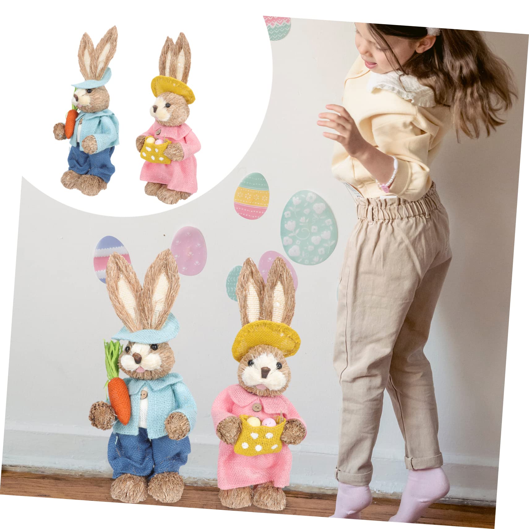 Alipis 2 Set Coniglio Di Paglia Fatto A Mano Cibo Per Conigli Arredamento Di Animali Di Natale Fare Rifiuti Il Coniglietto Di Pasqua È Accalcato Tratta Cavia Cotone 2 Pezzi * 2