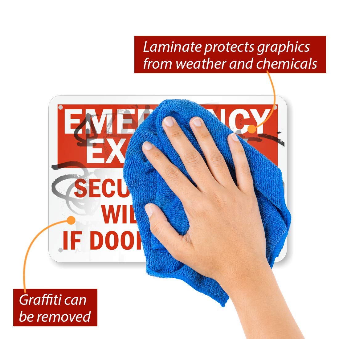 Cartello Allarme Uscita Di Sicurezza – "Emergency EXIT ONLY Security Alarm Will Sound IF Door Is Opened" - Foto 3