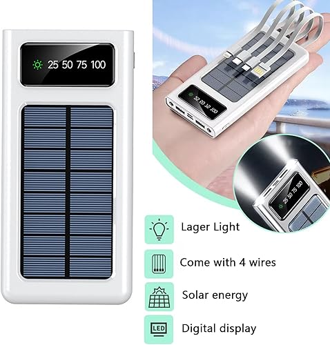 Miniatura 3 de Power-Bank - Cargador portátil de 20000 mAh, banco de energía solar, paquete de batería externa de respaldo para camping, cargador de panel solar