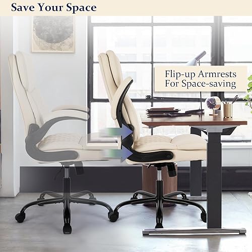 Miniatura 7 de COLAMY Office Chair High Back Executive Computer Chair-Ergonomic Home Office Chair with Padded Flip-up Arms, Adjustable Height and Tilt Lock, Swivel