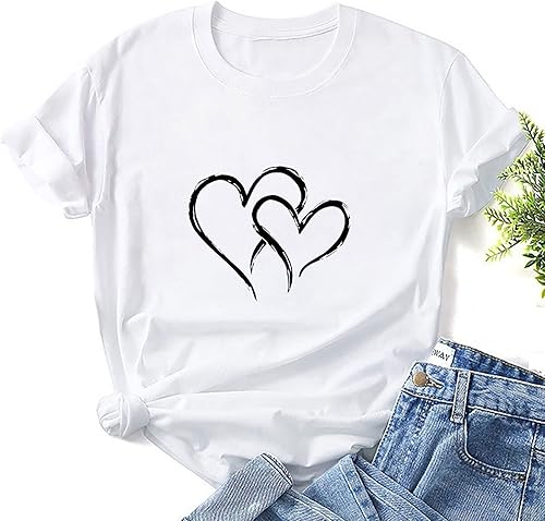 Miniatura 3 de Camisetas de vacaciones para mujer, camisetas de manga corta para el día de San Valentín, camisetas casuales de verano con cuello redondo, lindas