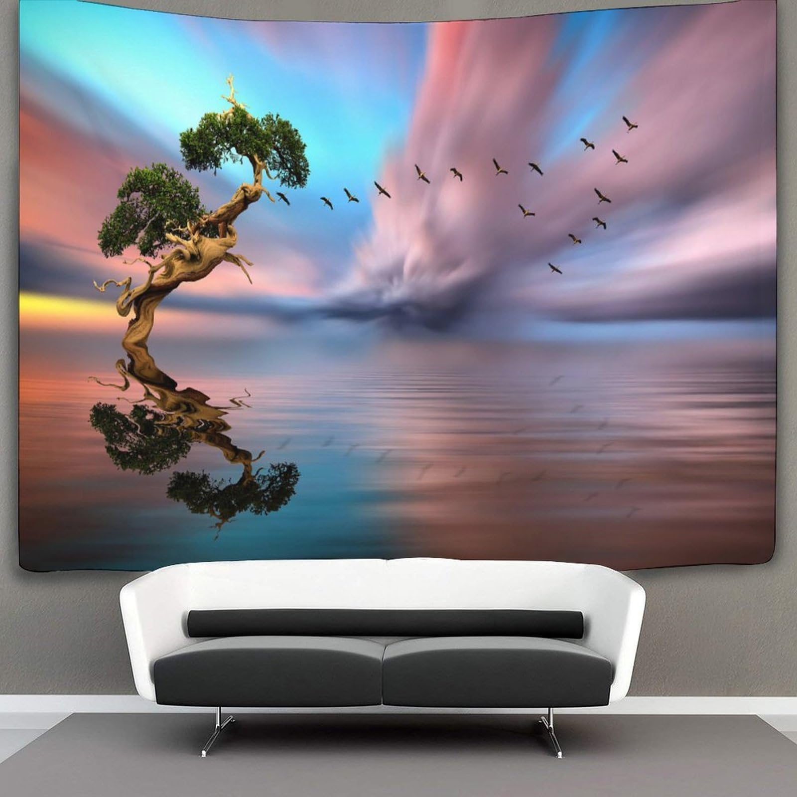kaiyun Sunset Sky Bird Tapestry,Birds Animals Wall Art Aesthetic Home Decoration for Living Room Dorm 70cmx100cm