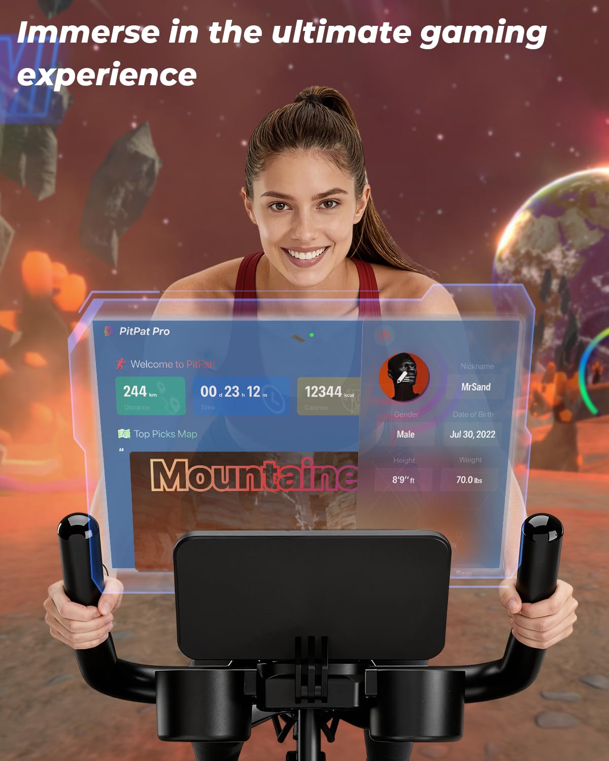 Superun Cyclette con Resistenza Magnetica Regolabile, Bicicletta Spinning per Casa con Display LCD, APP e Monitoraggio Dati, Cyclette Statica Portata 136 kg