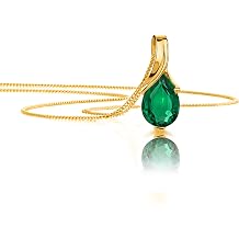 OROVI Gold necklace for women - Blue Sapphire/Ruby/Emerald/Topaz/Amethyst/Aquamarine Pendant with 45cm Gold Chain - Solid 9k/375 White/Yellow Gold - Hypoallergenic