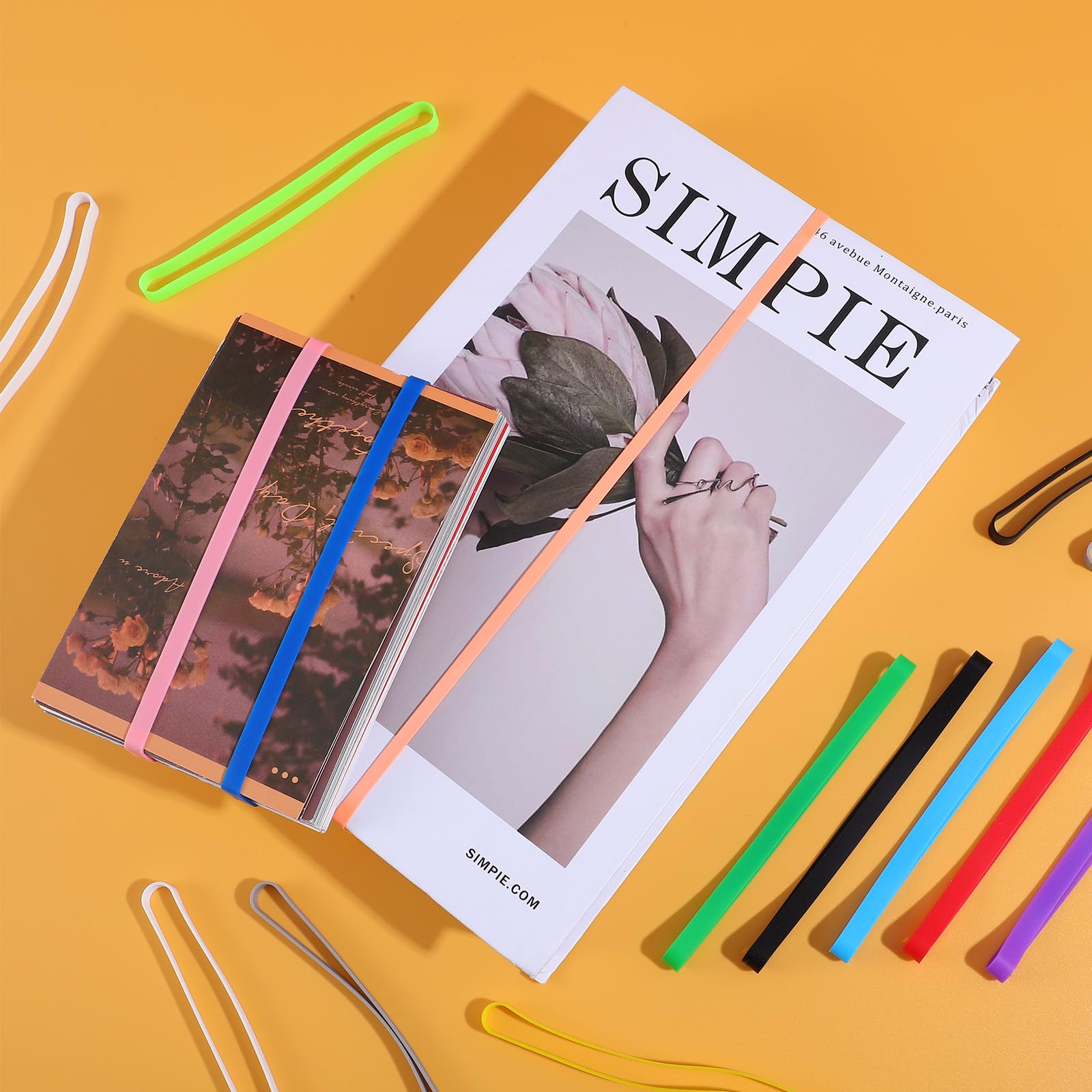 15 bandas de goma de silicona coloridas, bandas elásticas de 5.5 pulgadas para cuaderno, oficina, equipo al aire libre, regalos, embalaje, trampas de cangrejo, arte, ejercicio de cocina