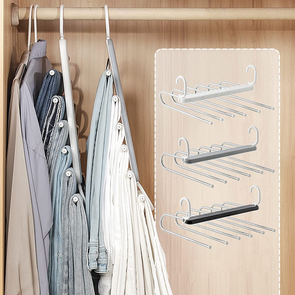 6 Layers Space Saving Pants Hanger Double Hook Storage Rack