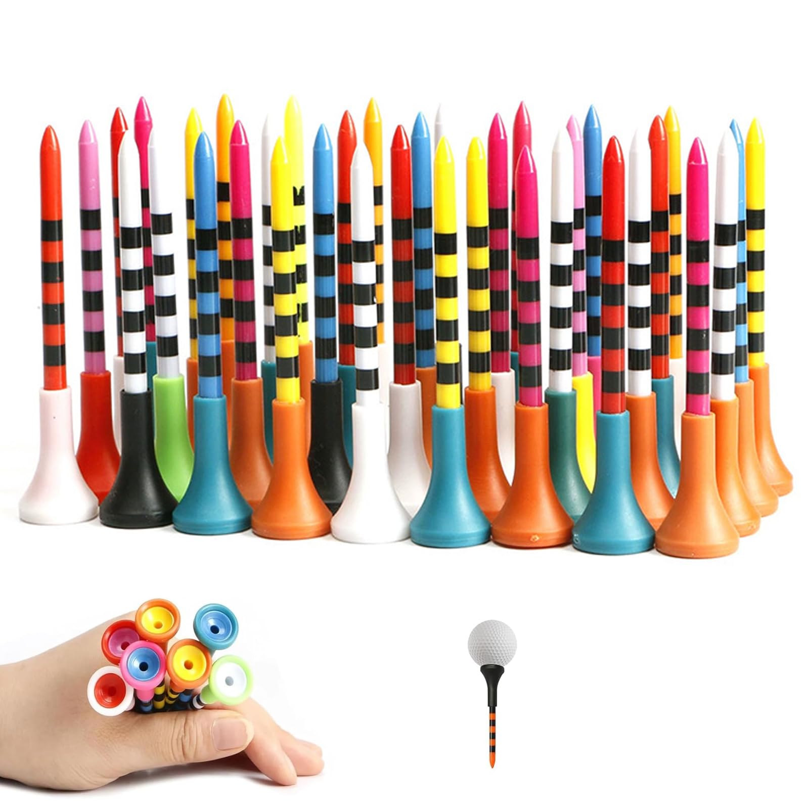 60 tees de golf de plástico, 83 mm, coloridos, accesorios duraderos para hombres y mujeres, entrenamiento de golf y ejercicio, té de golf para golfistas principiantes y profesionales