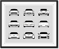Vista 3 de Custom Car Posters Handmade Poster compatible with Chevy Corvette Generations and Print of Chevrolet Corvette (C1 C2 C3 C4 C5 C6 C7 C8) (Landscape)