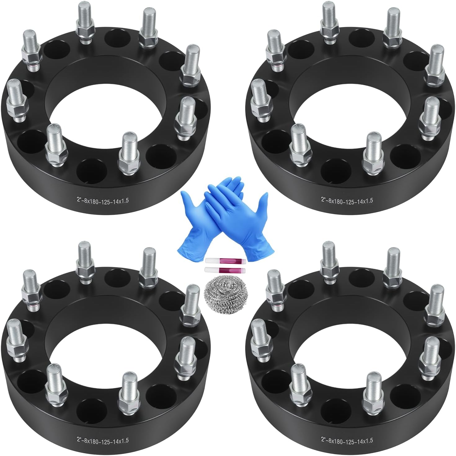 8x180mm Wheel Spacers 2 inch 125mm Hub Bore M14x1.5 Studs Wheel Adapters 4pcs Car Wheel Accessories Parts Fit for Silverado Sierra 2500HD 3500HD 2011-2019