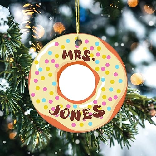 Miniatura 2 de Christmas Tree Ornaments Custom Name on Donuts Christmas Ornament Keepsake Ornament Home Decor Donut Lovers Gifts Hanging Pendants Round Ceramic