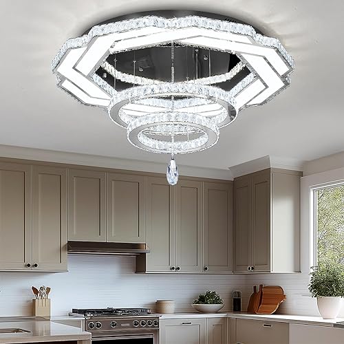 Miniatura 6 de Flashing God W40 Chanderliers de cristal cromado para sala de estar, restaurante, lámpara de techo de cristal moderna para vestíbulo interior LED