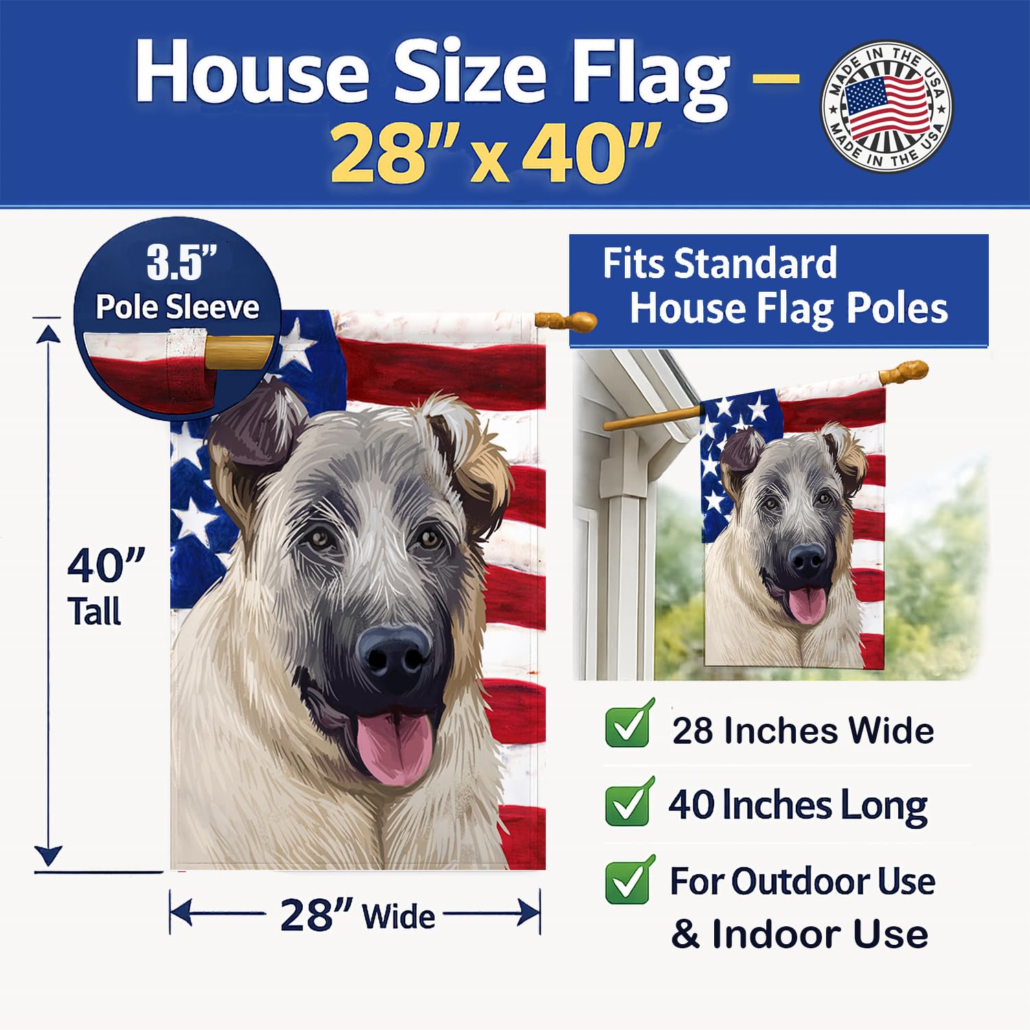 Caroline's Treasures CK6584CHF - Bandiera americana a forma di cane, misura grande, multicolore