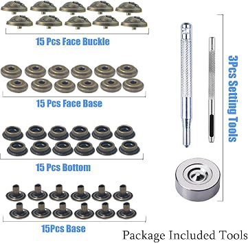 WETUFIN 15 Sets Leather Snap Buttons Set 16MM (0.63 inch) Bronze Snaps for Leather Snap and Fastener Kit Tool Snaps in Decorative Anchor Style
