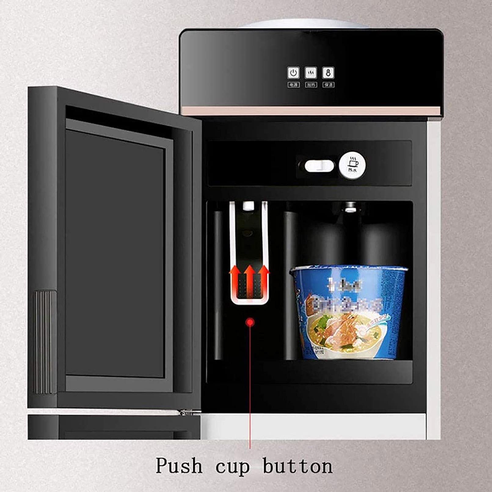 Distributore d'Acqua da Terra, Doppio Controllo della Temperatura Anti-Secco, Design con Blocco di Sicurezza per Bambini, Raffreddamento Automatico, Dispenser Acqua per casa/uffici
