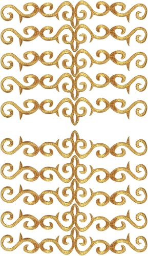 10 piezas de parche bordado metálico para planchar con borde de vid, apliques de encaje, diseño de desplazamiento largo para boda, vestido de novia,