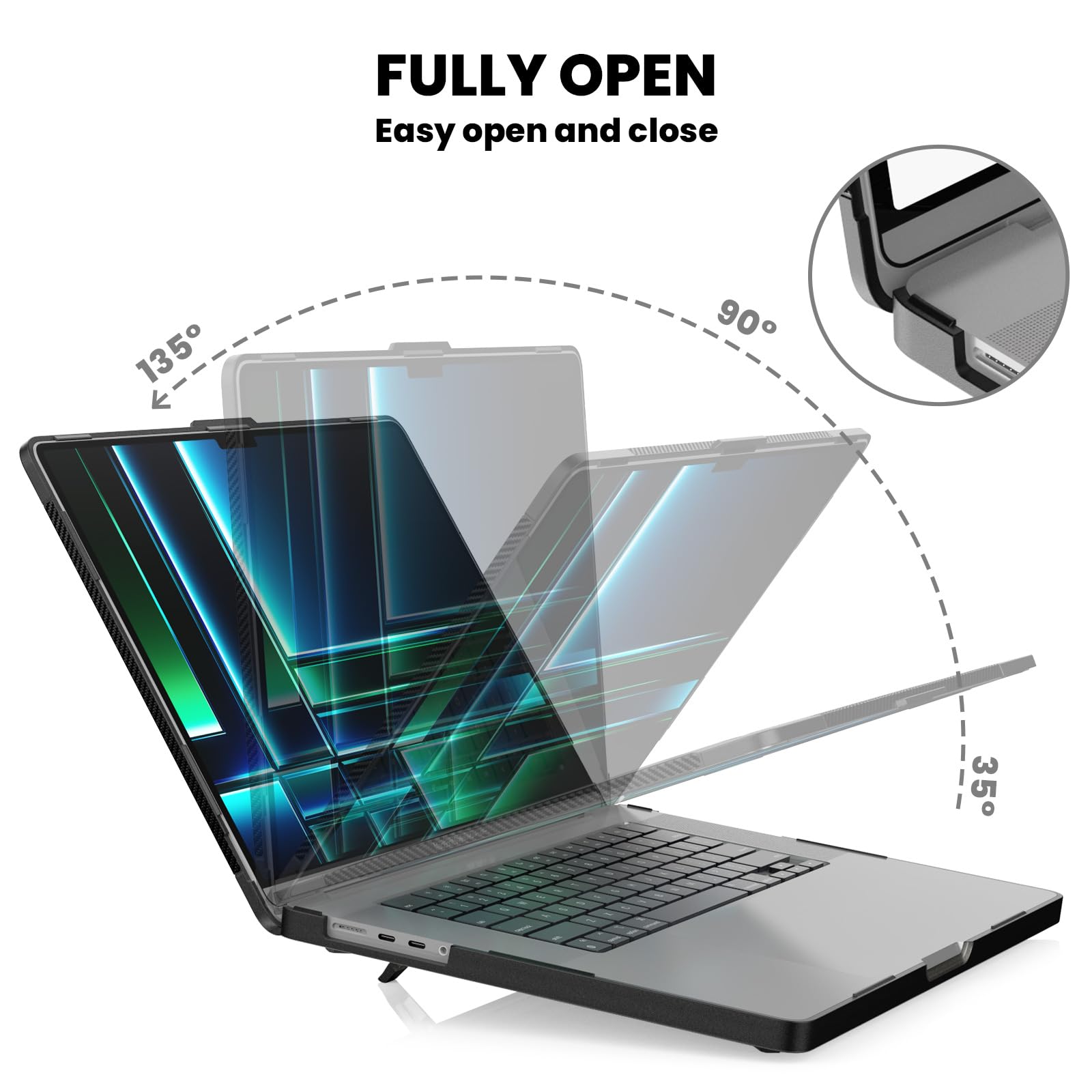 SEYMAC Hülle Für MacBook Pro 16 Zoll (2021–2023) – Stoßfeste Hartschale Mit Faltbarem Ständer