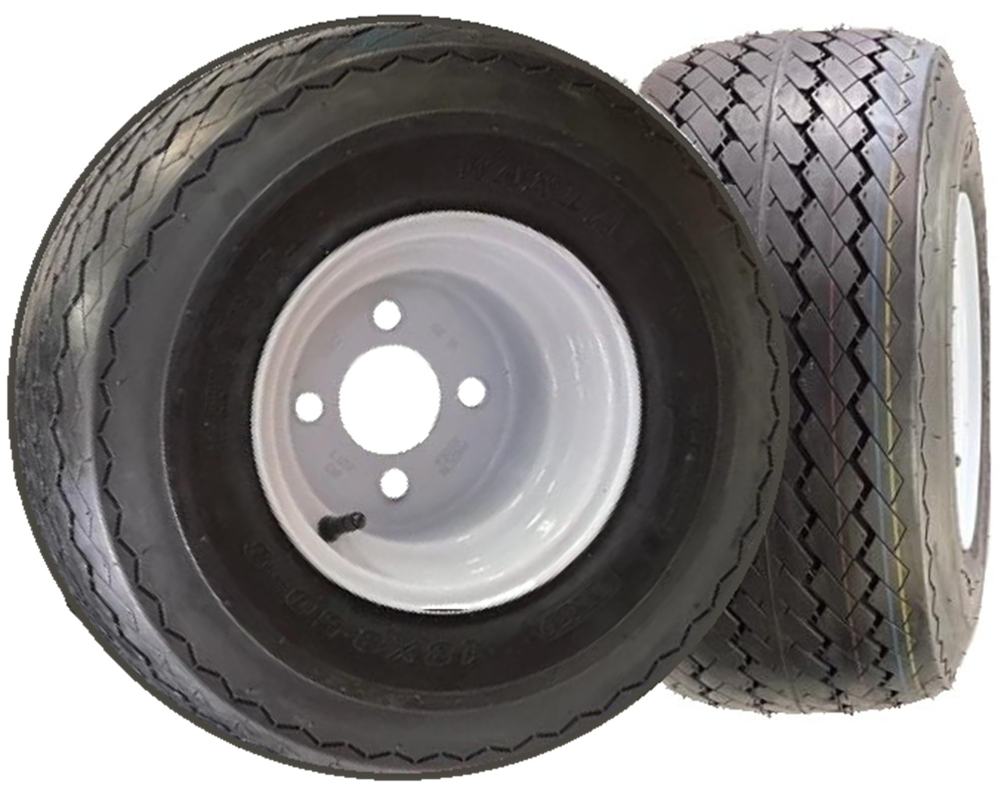 eCustomrim 2-Pack Golf Cart Tires On Rims 18-850-8 18X8.50-8 White 4 Lug