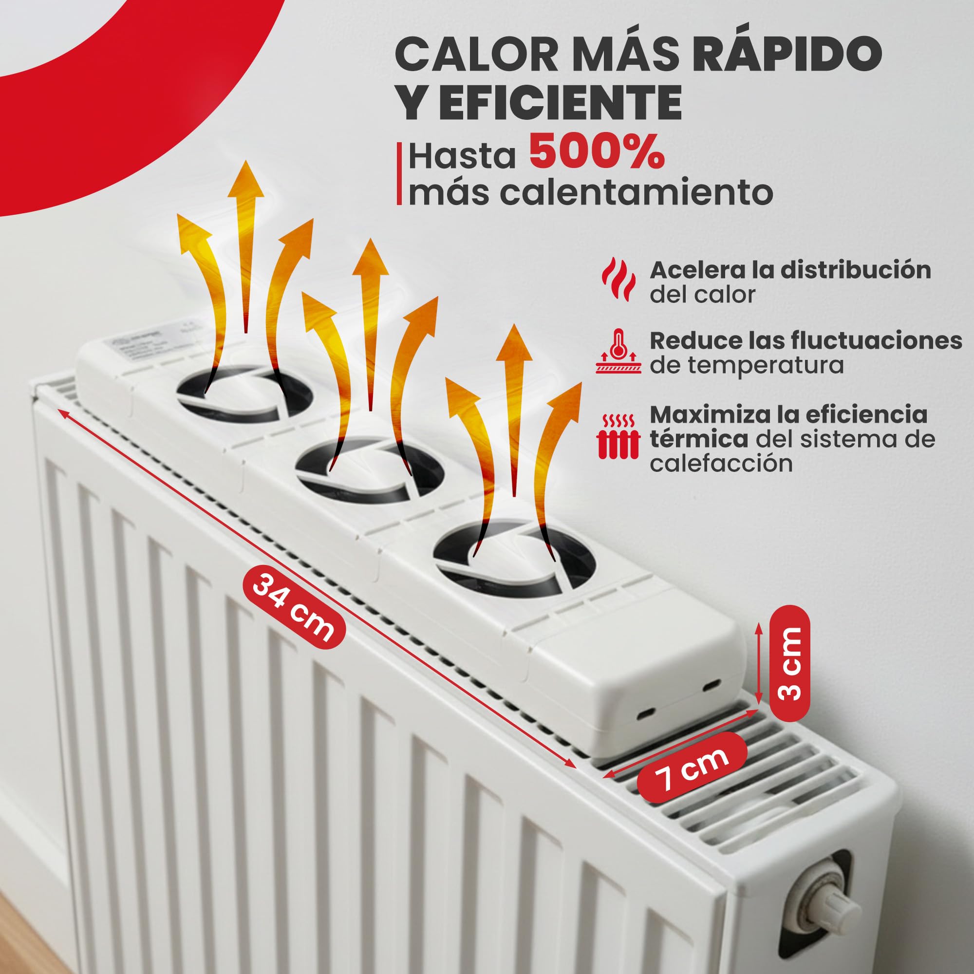 GOLDMAN SERVICE | Ventilador de Radiador Inteligente – Set Doble | Termostato Automático, Silencioso, Bajo Consumo 3.6W | Distribución de Calor Rápida para Radiador de Calefacción