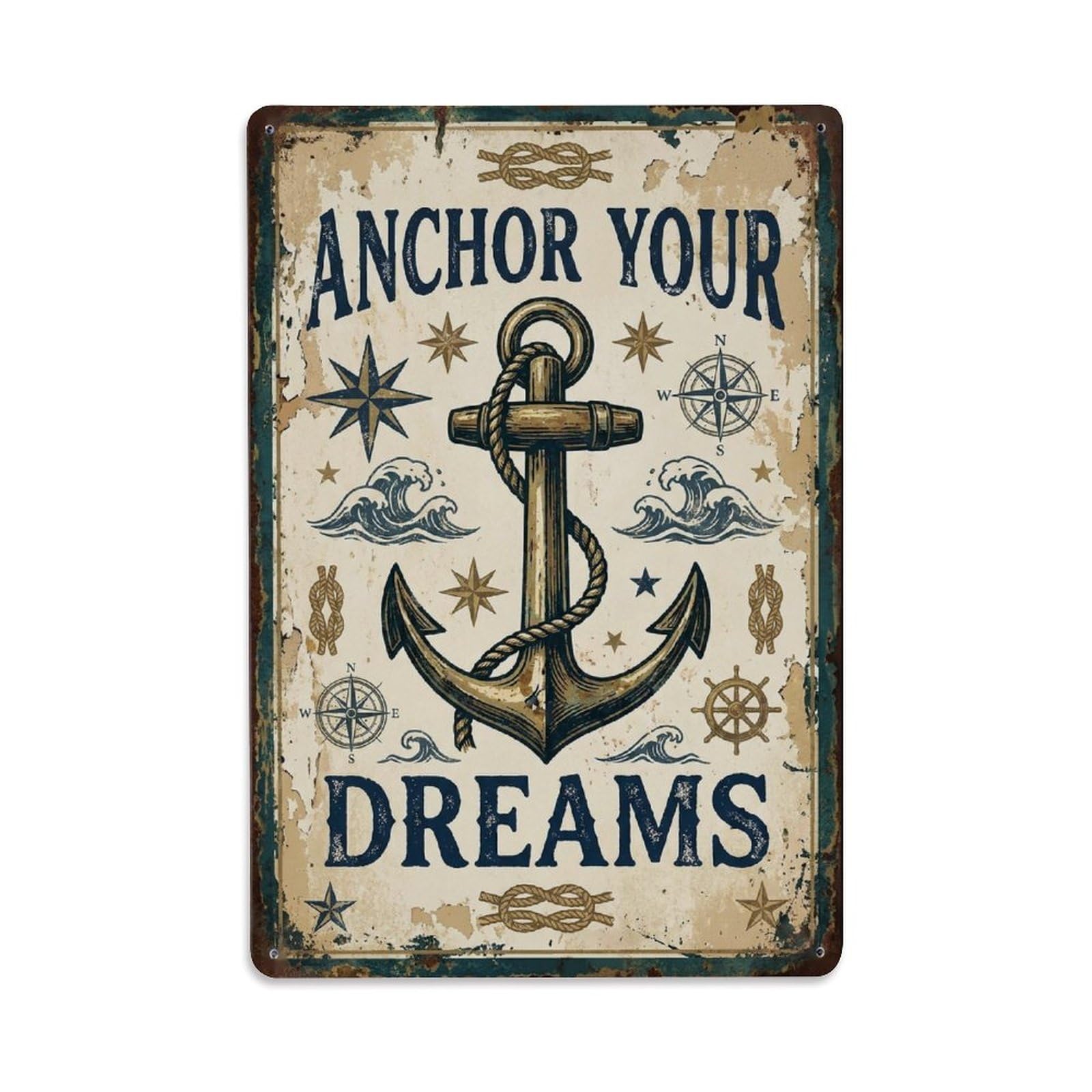 Okngb Style Whimsical Nature Motto Your Dreams Stay Inspirational Metal Tin Sign Plaque Wall Decor For Cafe, Man Cave, Club Bar, Office, Home Garden Round Metal Poster 8X12inch