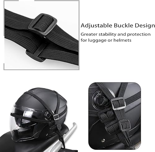 Vista 5 de Correa elástica para casco de motocicleta de 23.6 pulgadas, correa elástica retráctil de malla con 2 ganchos, cuerda elástica para equipaje