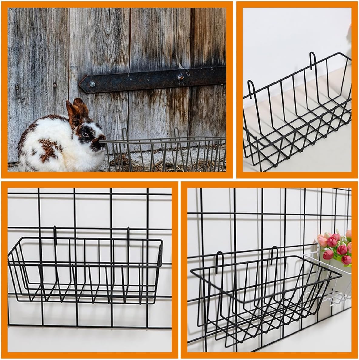 4pcs Rabbit Feeder Holder Easy to Clean Store Hay Rack for Rabbits Guniea Pig Bunny Cage