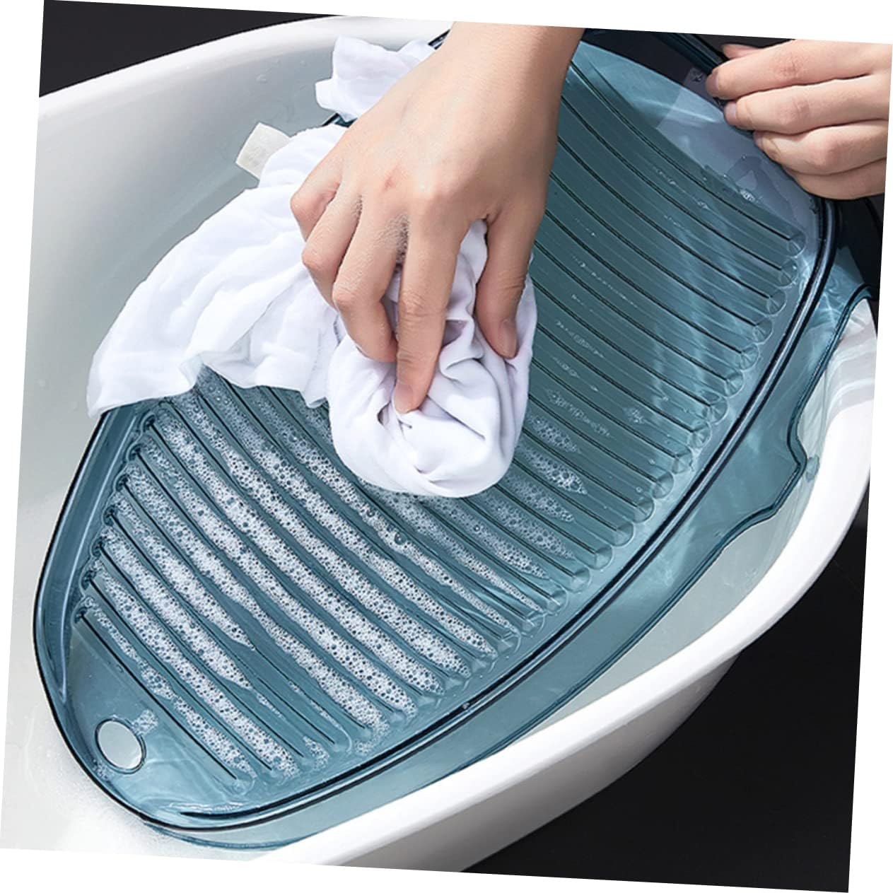 Beavorty Thickened Non-Skid Laundry Washing Board Portable Hand Washing Board for Socks and Underwear Designed for Easy Cleaning with Wavy Surface for Home and Travel