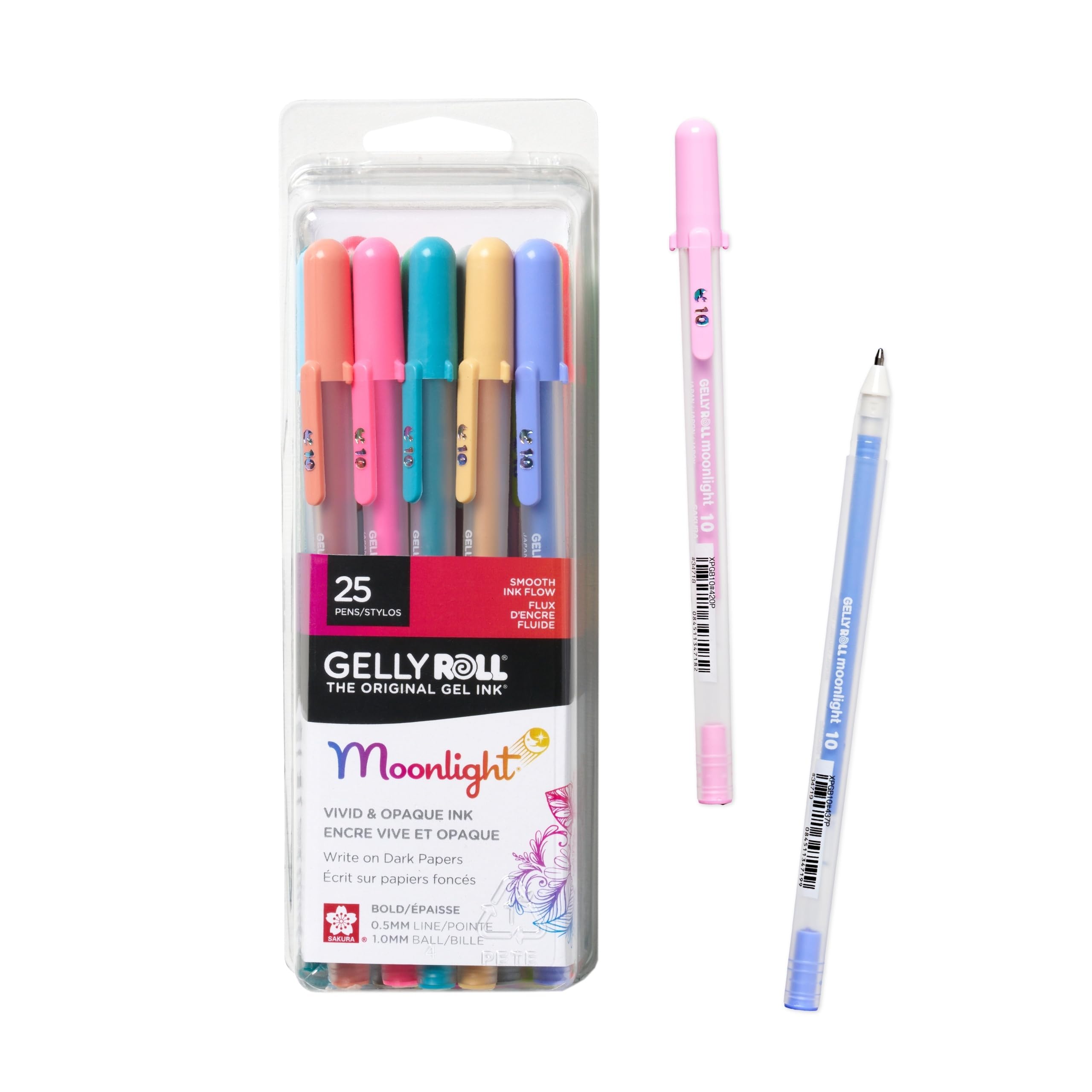 Gelly Roll Moonlight Size 10 Gel Pens - Bold Point Ink Pen for Journaling, Art, or Drawing - Assorted Colored Ink - Bold Line - 25 Pack