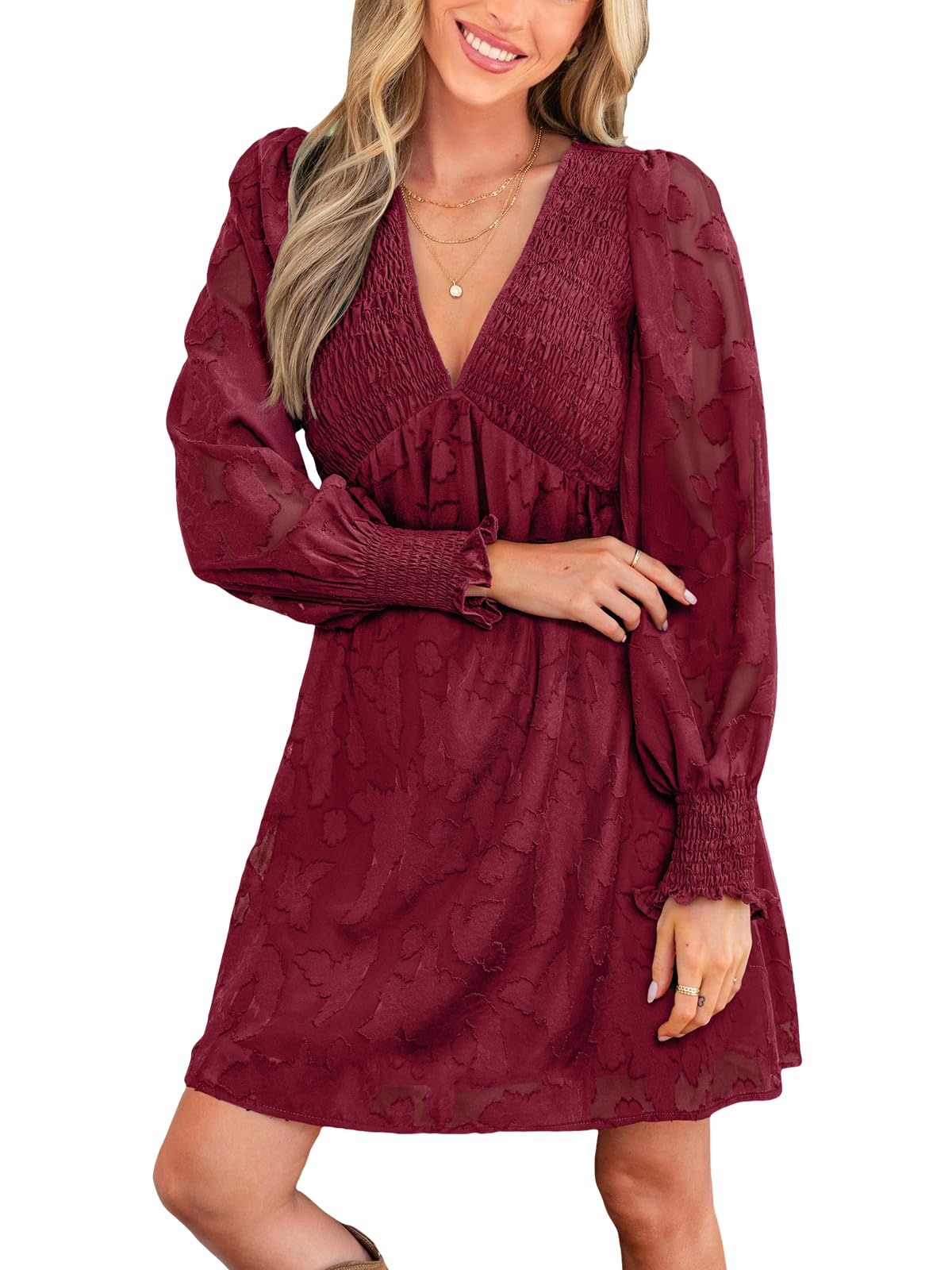 CUPSHE Abito Lungo Autunnale Con Scollo A V E Coulisse | Per Matrimoni E Feste