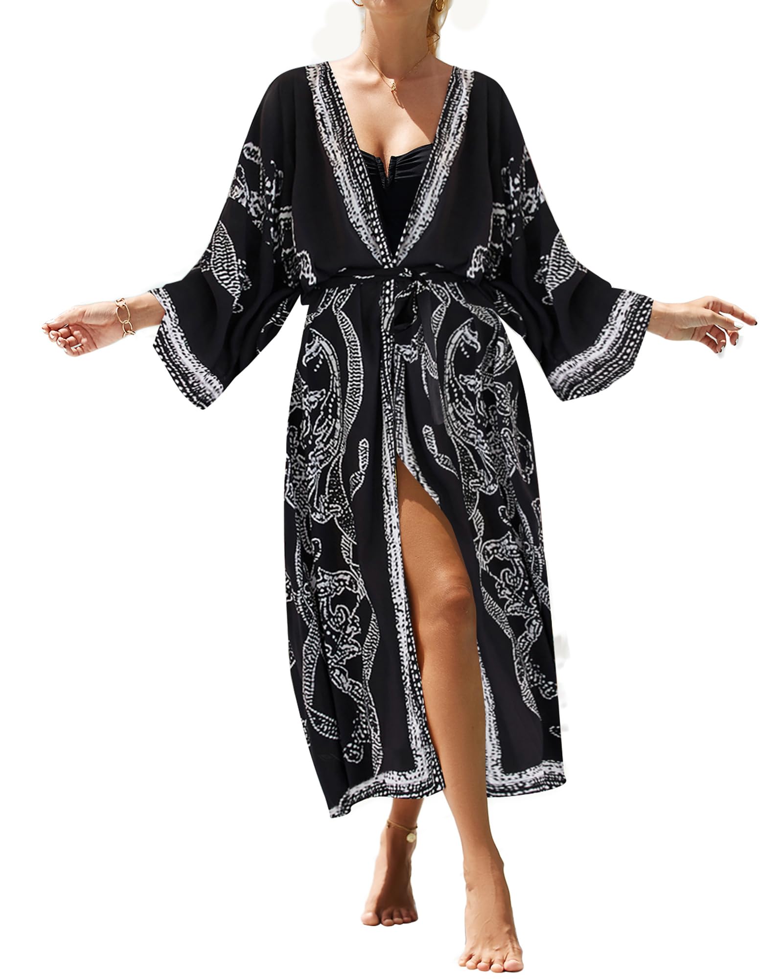 Bsubseach Bikini Bohemio para Mujer para bañador Kimono cárdigan