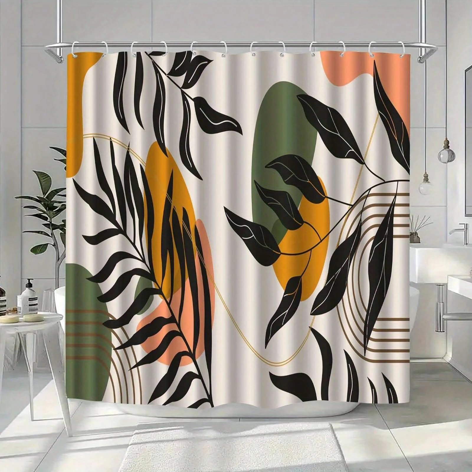 GLKSDLPO Bohemian Geometric Shower Curtain - Machine Washable With Hooks, Earthy Tones Abstract Art Design For Bathroom Decor(120x203cm/47x80in(WxH)