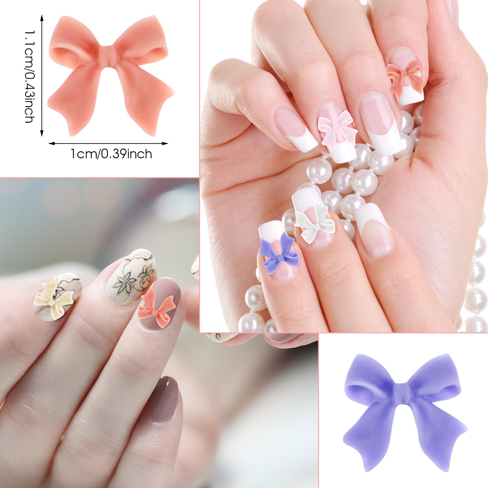 100 Stück 3D Nageldeko-Sets – Harz-Schleifen, Strasssteine & Anhänger Für Nail Art DIY
