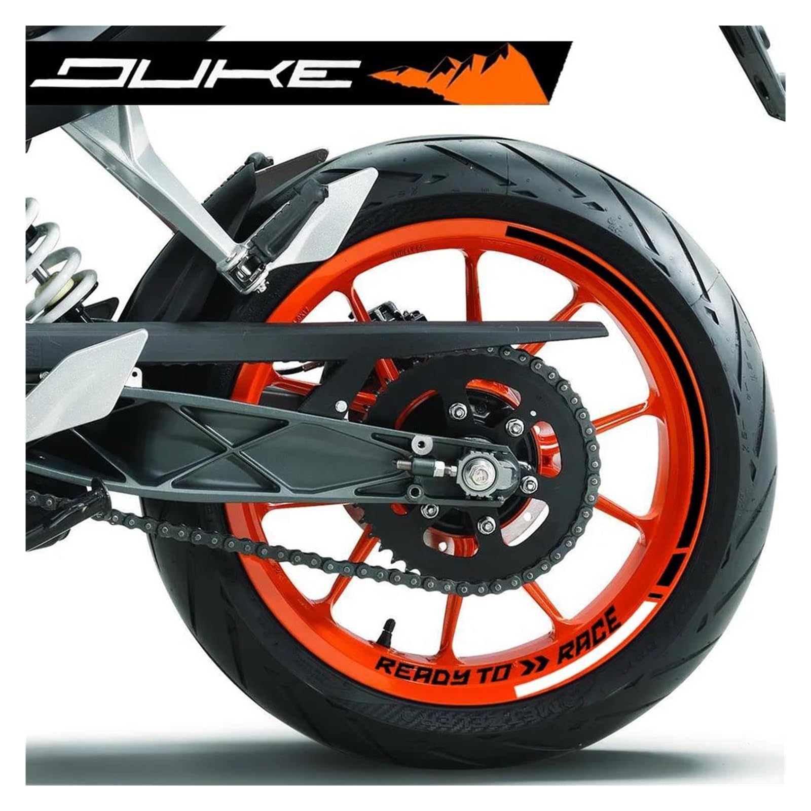 KIT AUTOCOLLANTS DE BORD DE JANTE 17  AVANT/ARRIERE  Pour KTM DUKE Et Superduke 24