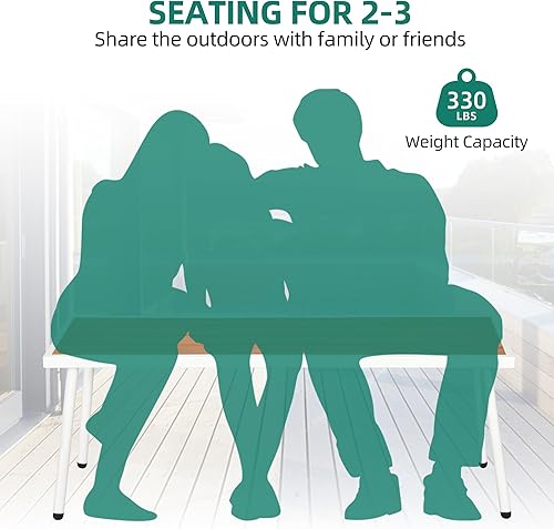 Miniatura 6 de YITAHOME Banco de madera sintética para exteriores, banco de patio resistente a la intemperie con listones para 3, asiento sin respaldo y marco de
