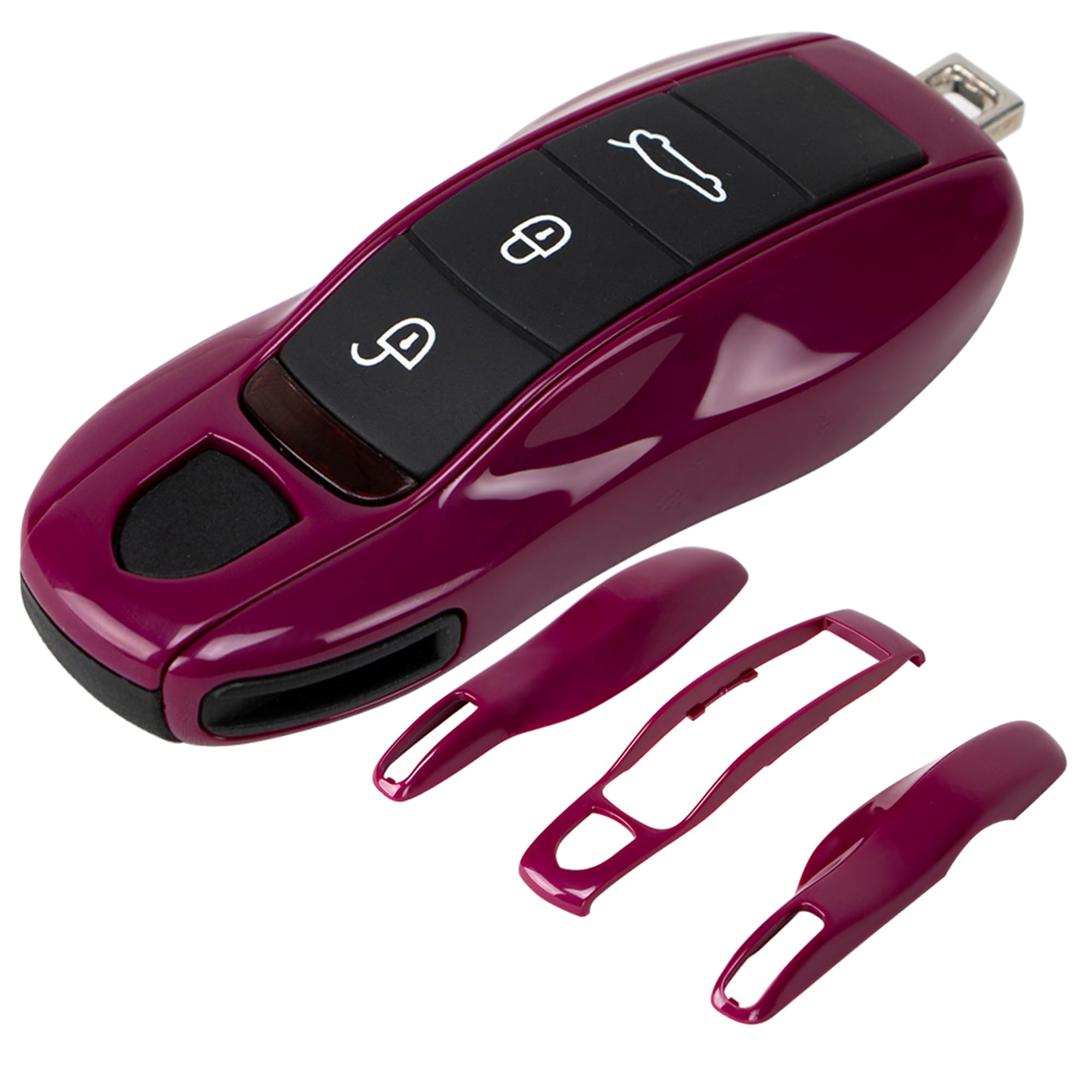 AeroBon 3-Piece Painted Key Cover Key Fob Shell Compatible with Porsche Key Shell Replacement (MK1, Ruby Star Neo Red)