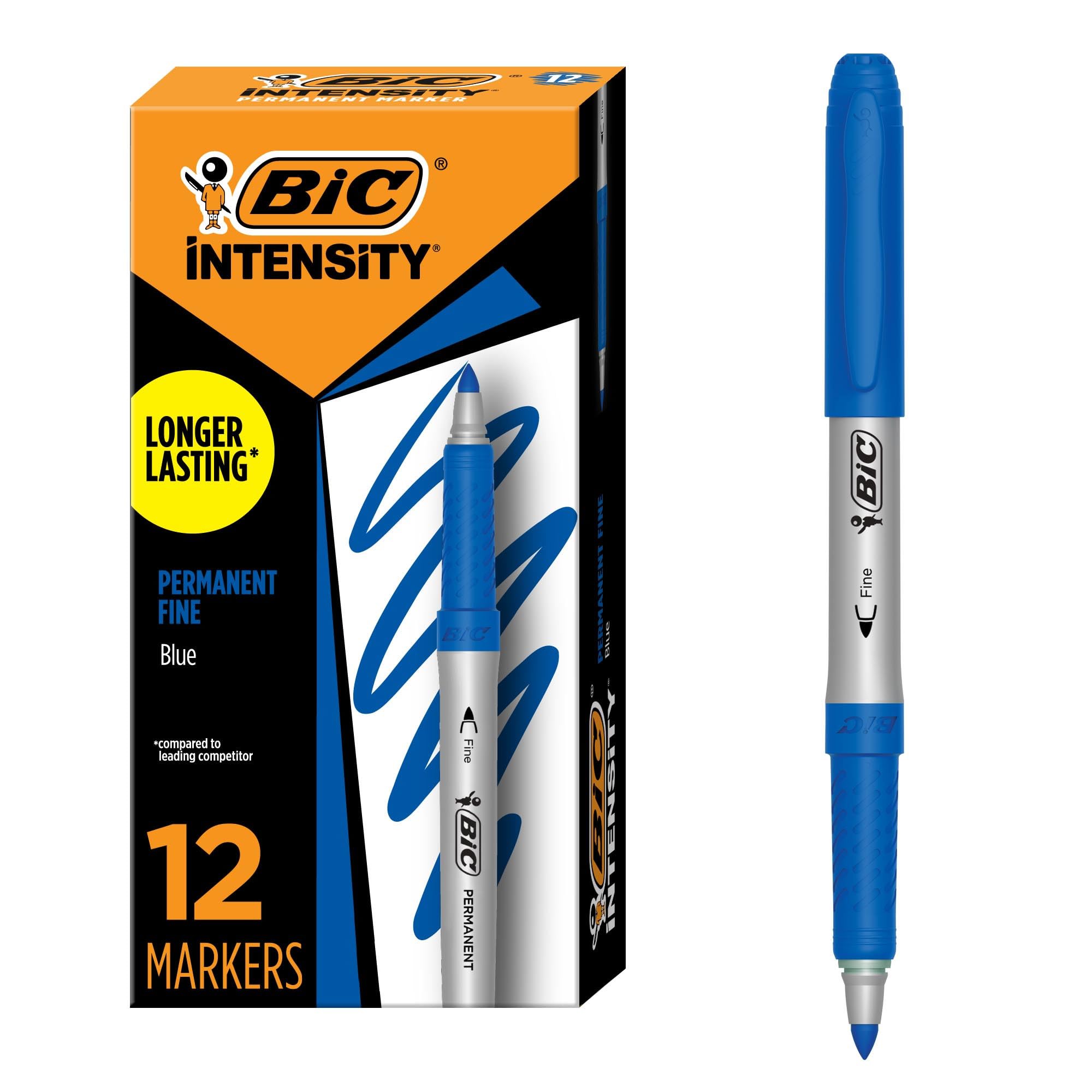 Bic Marking Permanent Markers Ultra Fine Tip Blue 12 Box