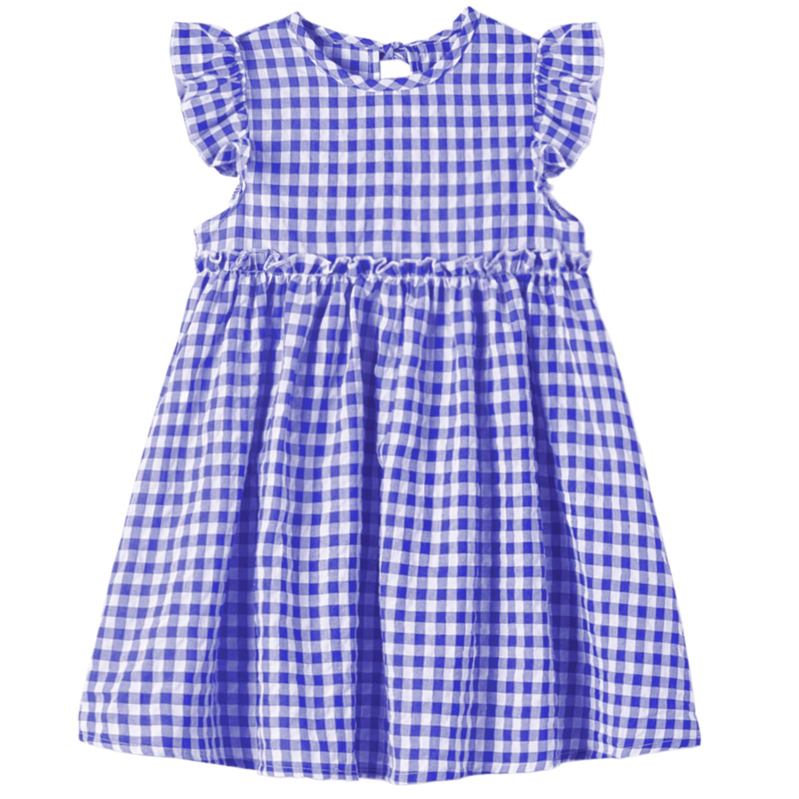 Csbks Toddler Baby Girls' Cotton-Linen Sundress with Ruffle Halter Sleeveless and Swing Dress