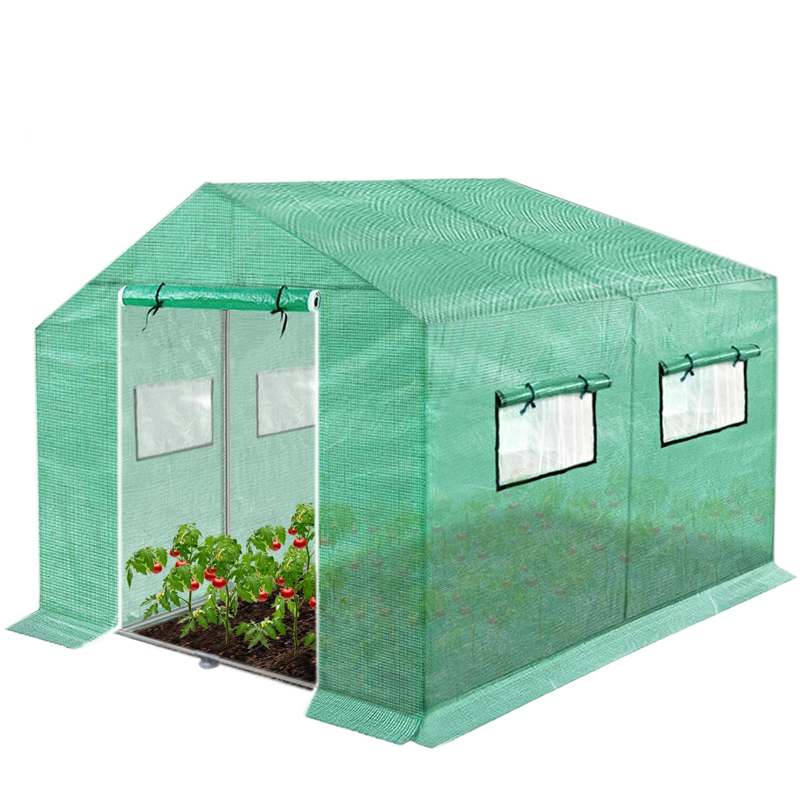 FIVMEN Szklarnia foliowa, 3 x 2 x 2 m, szklarnia ogrodowa z pilotem i drzwiami, szklarnia na pomidory, do ogrodu, zielona