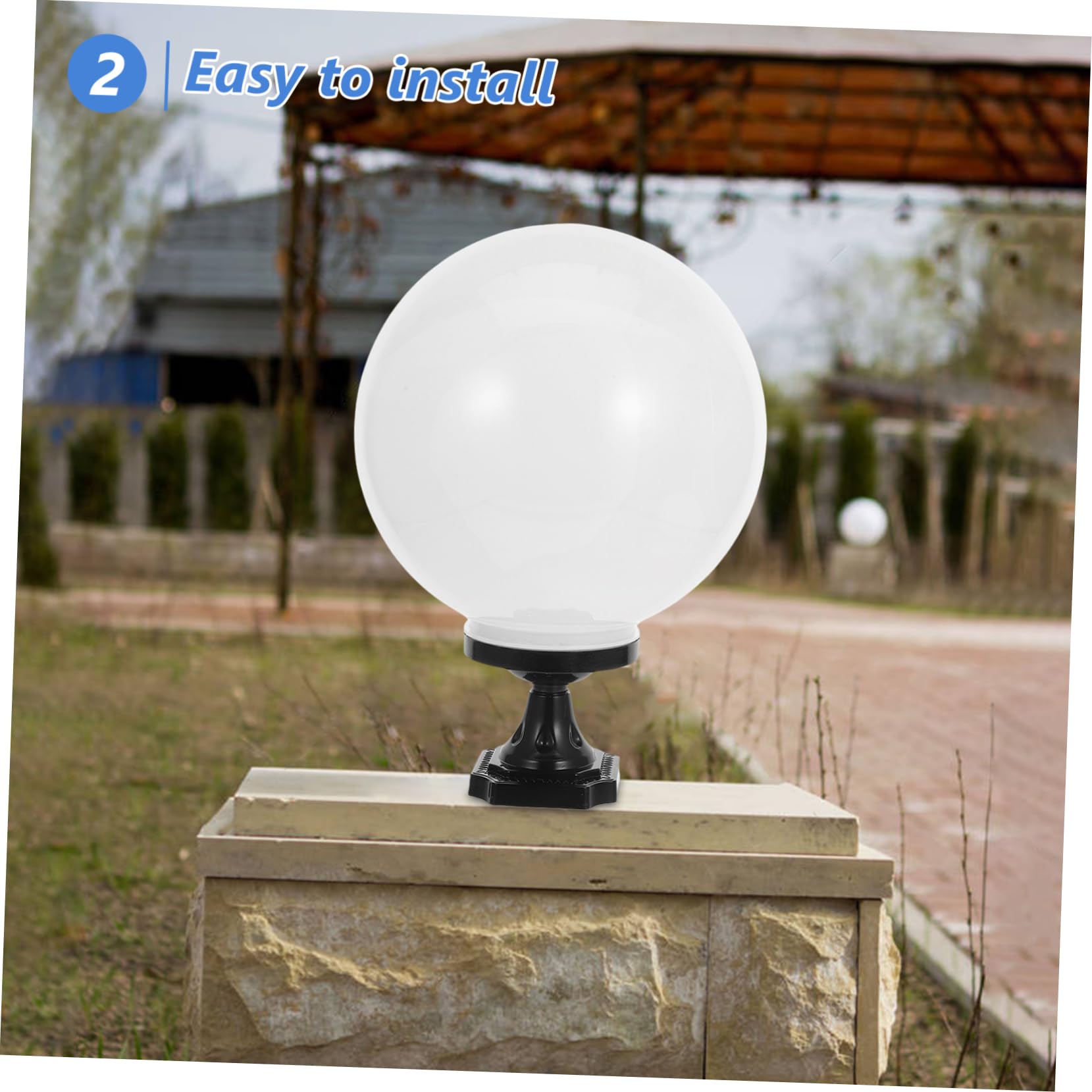 VICASKY Lampade in acrilico Lampada a sfera bianca per esterni Illuminazione decorativa per esterni con piedistallo Installazione per giardino