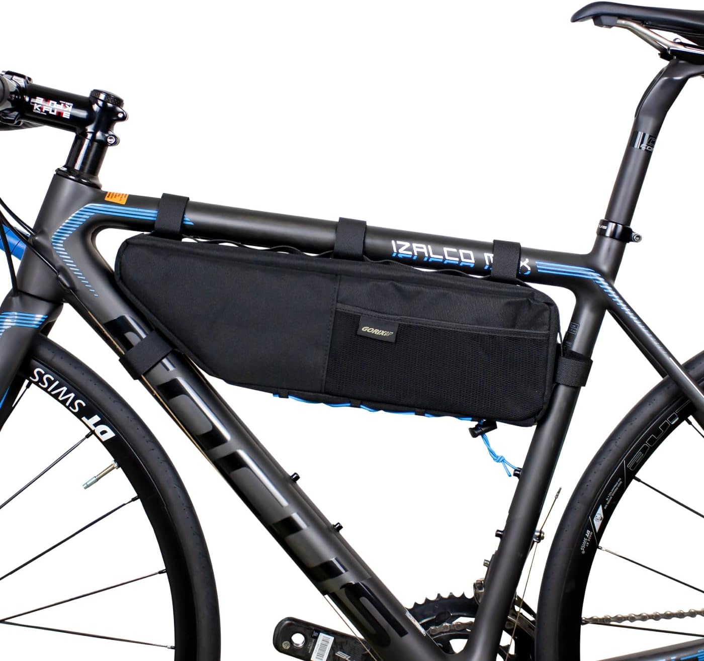 GORIX Bike Frame Bag Top Tube Bag Waterproof Cycling Road Bicycle (G.TRI BAG) (Black)