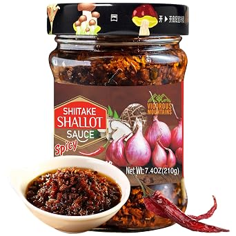 VIGOROUS MOUNTAINS Fried Shallots Sauce, 7.4Oz 210g, Strong Flavor With Fried Shallots, Chili Peppers, Shiitake & Spices, Ideal Dipping Sauce for Stir - fry, ramen & Rice