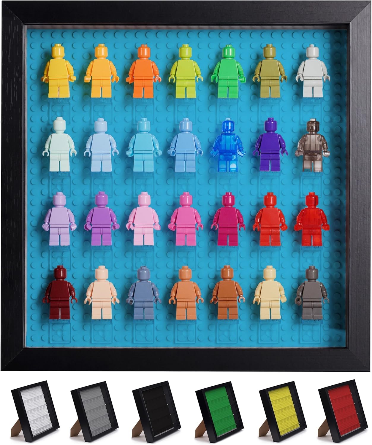 Tapeera Black Wooden Minifigure Display Case, Memorabilia Display Case for Figures, 11 x 11 Inch Shadow Box Frame