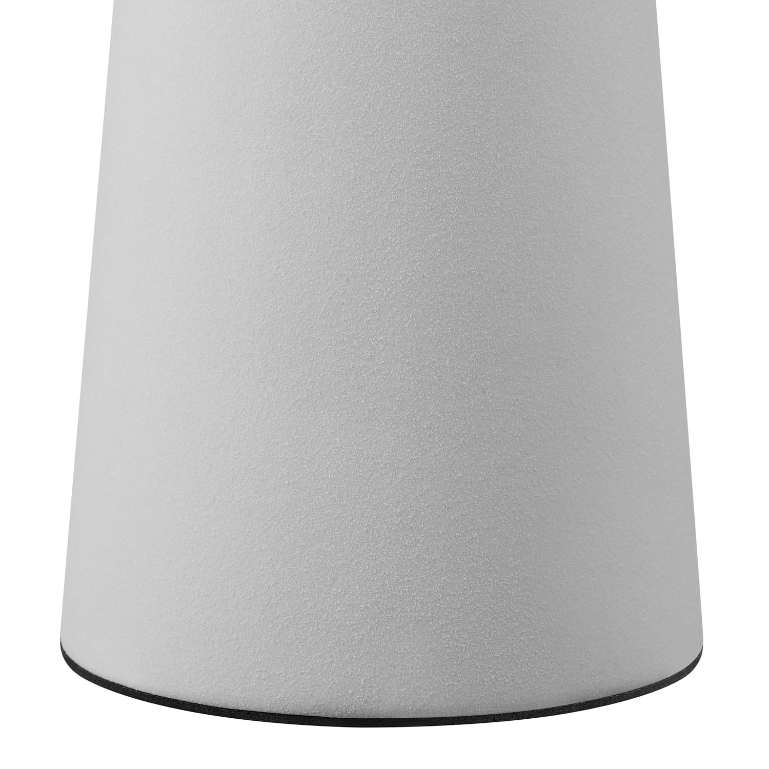 Condition photo showing New/Like New for novogratz x globe 18" ceramic table lamp, matte cream, off-white tapered fabric shade, in-line rocker switch, 5 ft. clear cord, home office, desk, living room