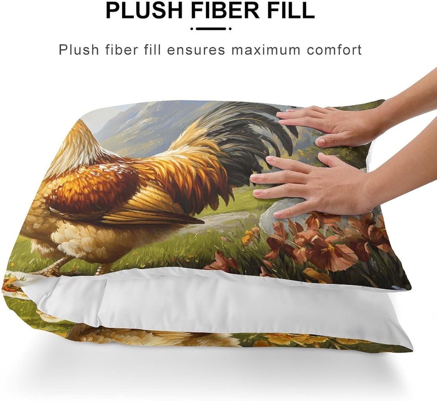 Rooster Hens Chick Chicken Body Pillow Cover Long Cushion 18.9x53.1 Inch