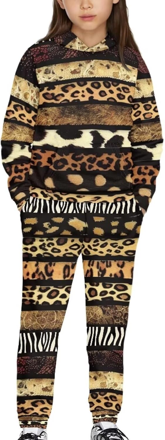 Girls 2 Piece Sweatsuit Outfits Relaxed Pullover Hooded Sweatsuits Casual Kids Fall Clothes Set