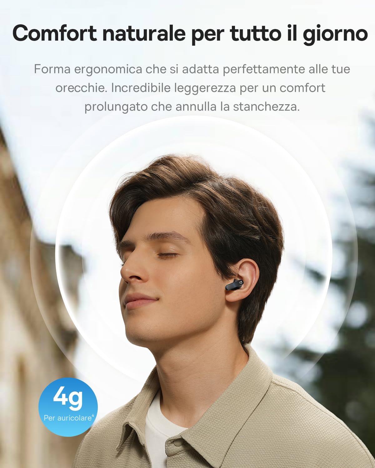Baseus BS1 NC Cuffie Bluetooth Semi In Ear, Auricolari Bluetooth 6.0 Cancellazione Rumore, Cuffie In Ear con ANC, Driver 13 mm, Cuffiette Bluetooth con Hi-Res & LDAC, 6-Mic AI, IP55, 40 Ore