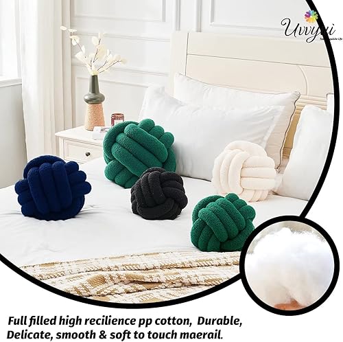 Miniatura 116 de Uvvyui Bola de almohada de nudo, almohadas decorativas suaves para el hogar, almohada redonda, almohada de felpa anudada hecha a mano, cojín redondo