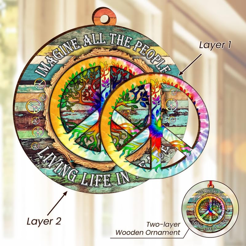 Miniatura 3 de Adornos de Navidad hippie 2024  Navidad, paz, regalos hippie para mujeres, familia, amigos, decoración hippie boho, decoraciones hippie  Decoración