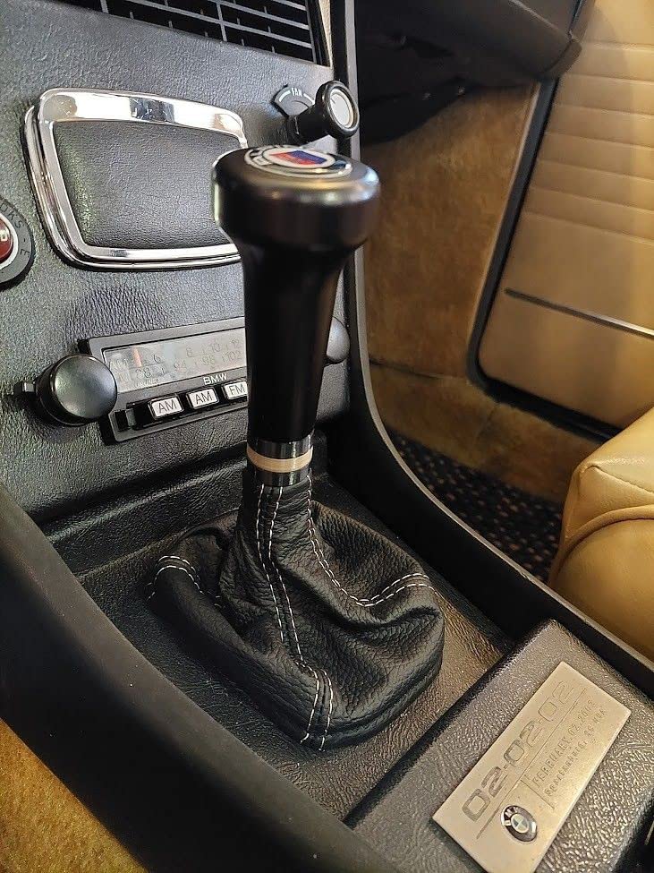 RedlineGoods Shift Boot Compatible with BMW 2002 1968-76. Tailor Made - not Universal. Genuine top-Grade Italian Black Leather with Black Thread