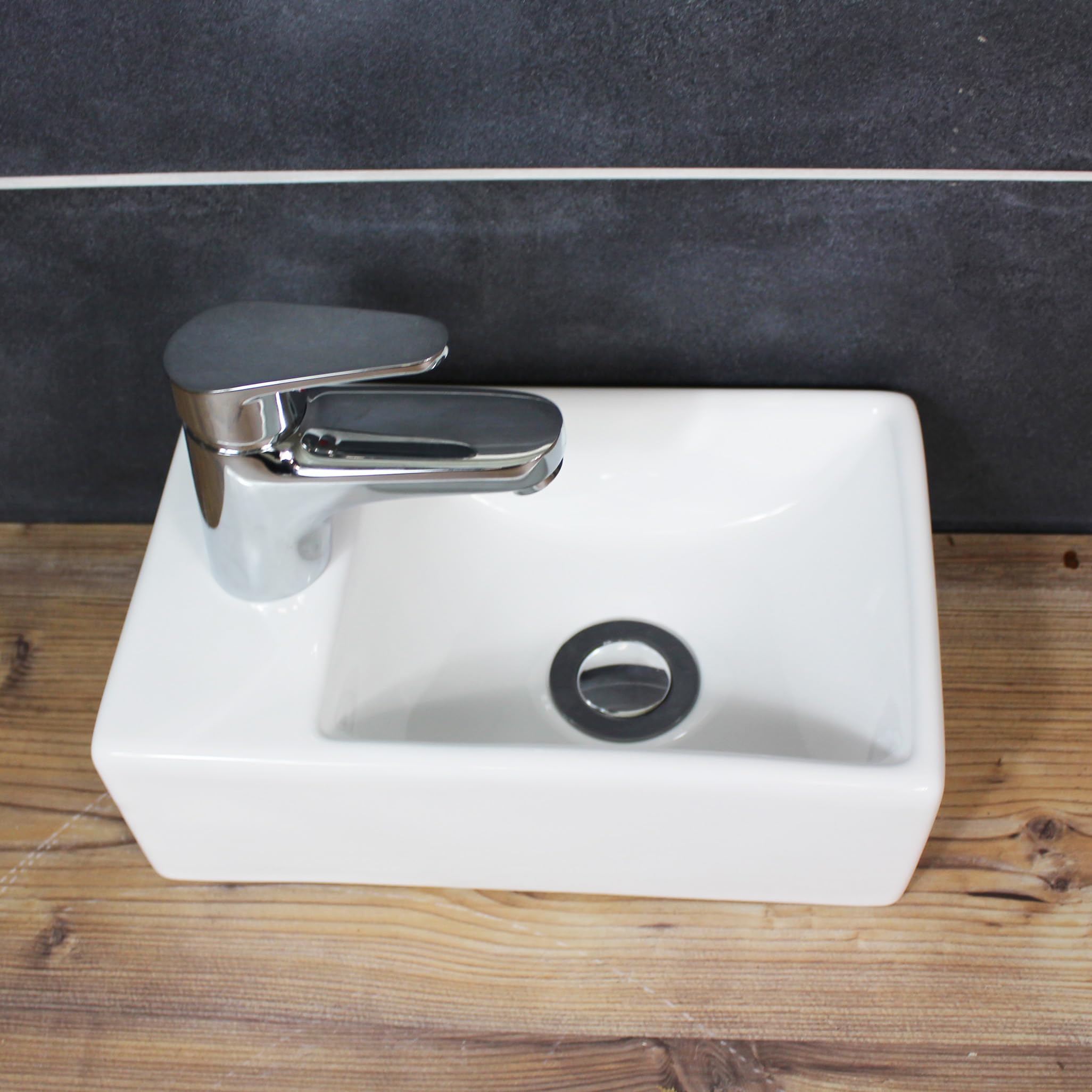Umywalka WC dla gości 29,5 x 18,5 cm umywalka wisząca umywalka nablatowa ceramiczna biała